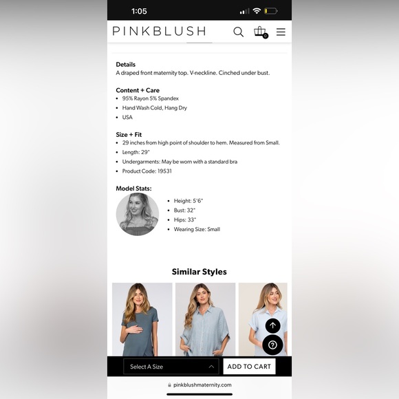 PinkBlush Maternity Blouse NWT - Picture 6 of 7